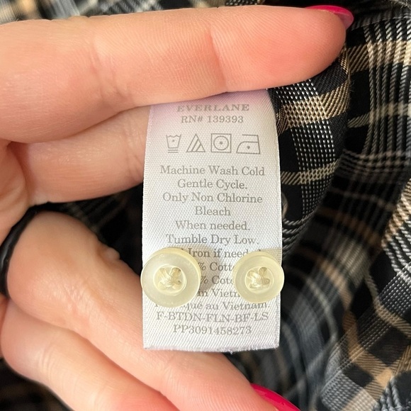 Everlane Women's Size 00 Lightweight Flannel Oversized Button Down Shirt Plaid - Picture 13 of 13